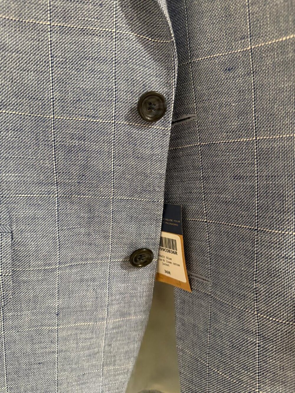 New Charles Tyrwhitt  Slim Fit Linen Jacket (Ocean Blue) - Picture 4 of 7